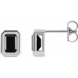 Platinum Natural Black Onyx Solitaire Earrings Siddiqui Jewelers