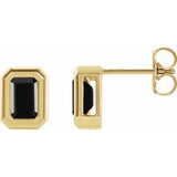 14K Yellow Natural Black Onyx Solitaire Earrings Siddiqui Jewelers