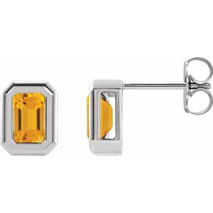 14K White Natural Citrine Solitaire Earrings Siddiqui Jewelers