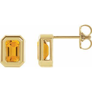 14K Yellow Natural Citrine Solitaire Earrings Siddiqui Jewelers