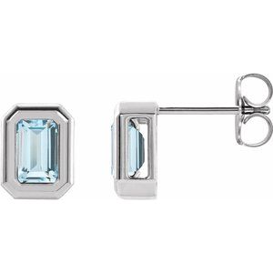 14K White Natural Sky Blue Topaz Solitaire Earrings Siddiqui Jewelers