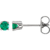 Sterling Silver 3 mm Round Imitation Emerald Youth Birthstone Earrings - Siddiqui Jewelers