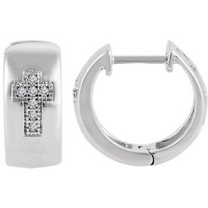 Sterling Silver .05 CTW Diamond Cross Hoop Earrings - Siddiqui Jewelers