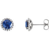 14K White Chatham® Lab-Created Blue Sapphire & 1/5 CTW Diamond Earrings - Siddiqui Jewelers