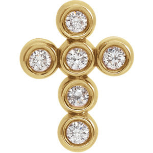 14K Yellow 1/6 CTW Diamond Cross Pendant - Siddiqui Jewelers