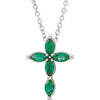 14K White Emerald Cross Necklace - Siddiqui Jewelers