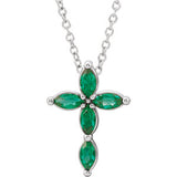 14K White Emerald Cross Necklace - Siddiqui Jewelers