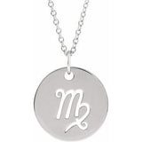 Sterling Silver Virgo Zodiac Disc 16-18" Necklace Siddiqui Jewelers