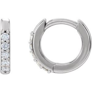 Platinum .08 CTW Natural Diamond 10 mm Huggie Earrings Siddiqui Jewelers
