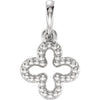 14K White Beaded Clover Pendant - Siddiqui Jewelers