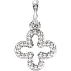 14K White Beaded Clover Pendant - Siddiqui Jewelers