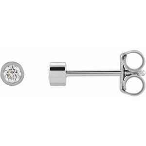 Platinum .05 CT Natural Diamond Micro Bezel Single Stud Earring Siddiqui Jewelers