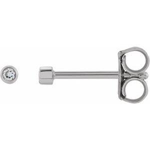 Platinum .02 CT Natural Diamond Micro Bezel Single Stud Earring Siddiqui Jewelers