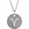 Sterling Silver Aries Zodiac Disc 16-18" Necklace Siddiqui Jewelers