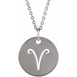 14K White Aries Zodiac Disc 16-18" Necklace Siddiqui Jewelers