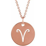 14K Rose Aries Zodiac Disc 16-18" Necklace Siddiqui Jewelers