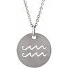 Platinum Aquarius Zodiac Disc 16-18" Necklace Siddiqui Jewelers