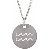 Platinum Aquarius Zodiac Disc 16-18" Necklace Siddiqui Jewelers