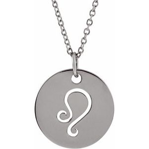 Platinum Leo Zodiac Disc 16-18" Necklace Siddiqui Jewelers