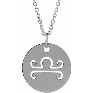 Platinum Libra Zodiac Disc 16-18" Necklace Siddiqui Jewelers