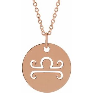 14K Rose Libra Zodiac Disc 16-18" Necklace Siddiqui Jewelers