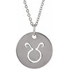 14K White Taurus Zodiac Disc 16-18" Necklace Siddiqui Jewelers