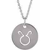Platinum Taurus Zodiac Disc 16-18" Necklace Siddiqui Jewelers