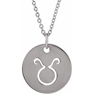 Platinum Taurus Zodiac Disc 16-18" Necklace Siddiqui Jewelers