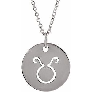 Sterling Silver Taurus Zodiac Disc 16-18" Necklace Siddiqui Jewelers