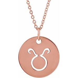 14K Rose Taurus Zodiac Disc 16-18" Necklace Siddiqui Jewelers