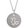 Sterling Silver Capricorn Zodiac Disc 16-18" Necklace Siddiqui Jewelers
