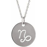 Platinum Capricorn Zodiac Disc 16-18" Necklace Siddiqui Jewelers