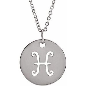 Sterling Silver Pisces Zodiac Disc 16-18" Necklace Siddiqui Jewelers