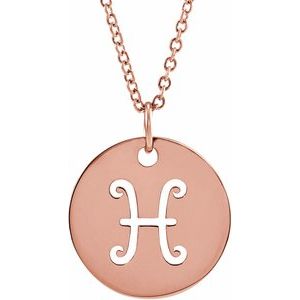 14K Rose Pisces Zodiac Disc 16-18" Necklace Siddiqui Jewelers