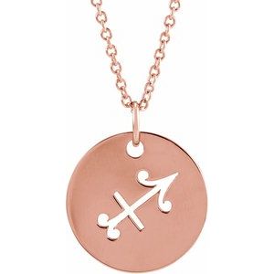 14K Rose Sagittarius Zodiac Disc 16-18" Necklace Siddiqui Jewelers