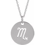 Platinum Scorpio Zodiac Disc 16-18" Necklace Siddiqui Jewelers