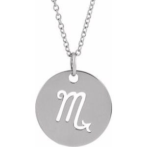 Platinum Scorpio Zodiac Disc 16-18" Necklace Siddiqui Jewelers