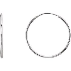 14K White 20 mm Endless Hoop Earrings-Siddiqui Jewelers