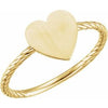 14K Yellow Heart Engravable Rope Ring - Siddiqui Jewelers