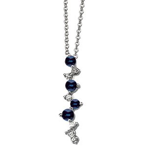 14K White Blue Sapphire & 1/10 CTW Diamond 18" Necklace - Siddiqui Jewelers