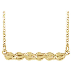 14K Yellow Leaf Bar 16-18" Necklace - Siddiqui Jewelers