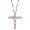 14K Rose 17.8x12.9 mm 3/8 CTW Diamond Cross 16-18" Necklace - Siddiqui Jewelers