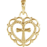 14K Yellow Youth Heart with Cross Pendant - Siddiqui Jewelers