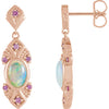 14K Rose Ethiopian Opal & Pink Sapphire Vintage-Inspired Earrings - Siddiqui Jewelers