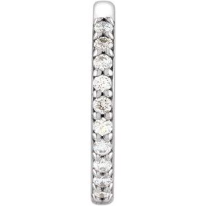 14K White .08 CT Natural Diamond Single 15 mm Huggie Earring Siddiqui Jewelers