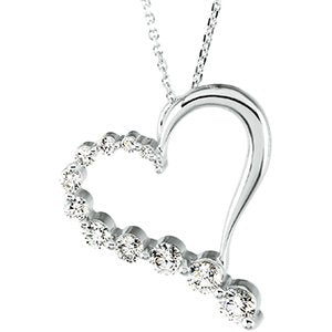 14K White 1 CTW Diamond Journey Heart 18" Necklace - Siddiqui Jewelers