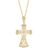 14K Yellow 1/10 CTW Diamond Vintage-Inspired Cross Necklace - Siddiqui Jewelers