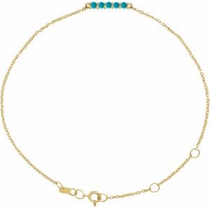 14K Yellow Natural Turquoise Bar 6 1/2-7 1/2" Bracelet Siddiqui Jewelers