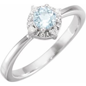 14K White Natural Sky Blue Topaz & .04 CTW Natural Diamond Halo-Style Ring Siddiqui Jewelers