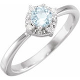 Sterling Silver Natural Sky Blue Topaz & .04 CTW Natural Diamond Halo-Style Ring Siddiqui Jewelers
